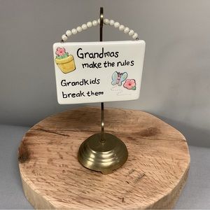 🟡 Grandmas Make The Rules - Grandkids Break Them - Ceramic Crafted Decor Hang